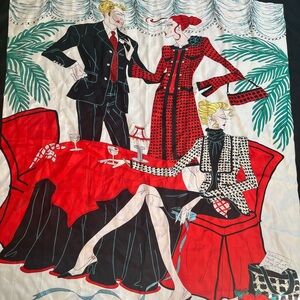 Vintage Thom Smith Atelier 100% silk  Red and Black Fashion Scarf